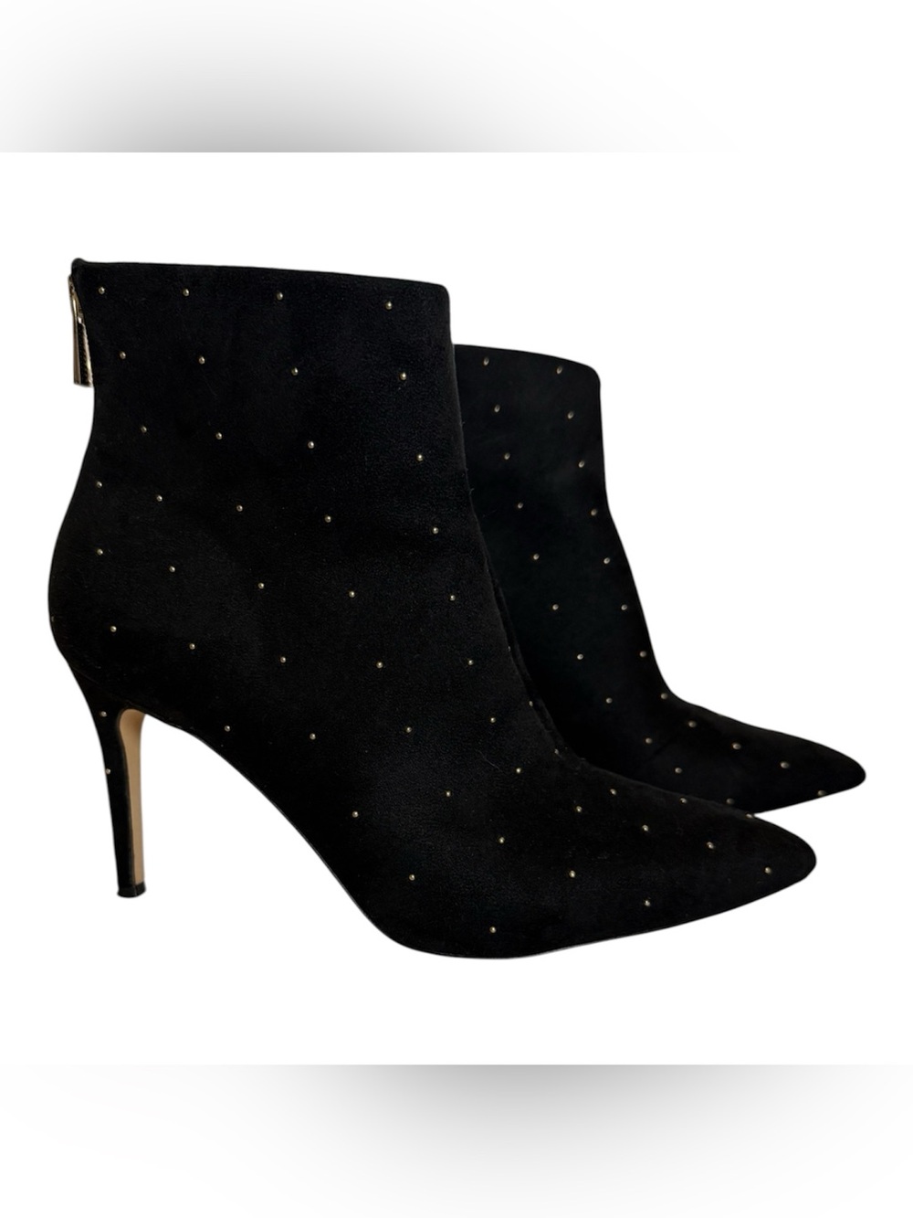 ALDO Black Suede Studded Pointed Toe Stiletto Ankle Booties Size 8
